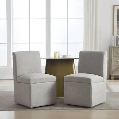 360 Degree Swivel Dining Chairs Set of 2 Swivel Dining Room Chairs Kitchen Chairs Casters & Storage Comfy Modern Rolling Chair