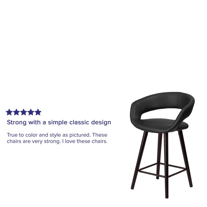Contemporary Rounded Back Counter Height Stool with Wood Frame - 22"W x 19"D x 33.25"H