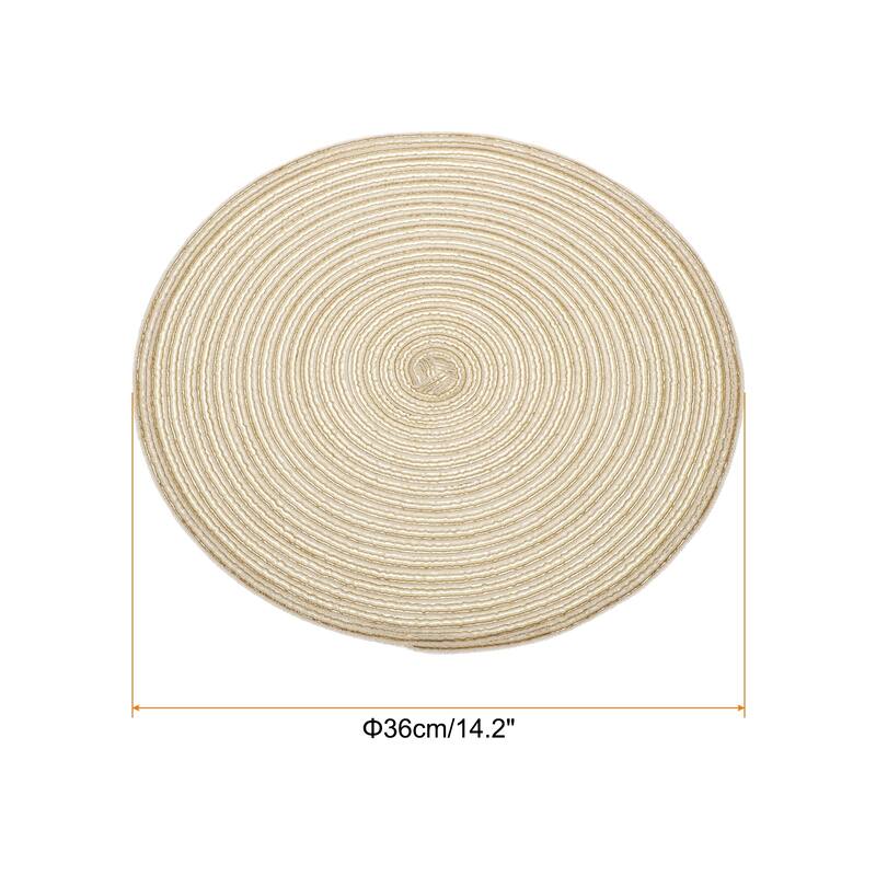 6pcs Round Braided Placemats Non-Slip Washable Round Table Mats - Yellow - 14.2"
