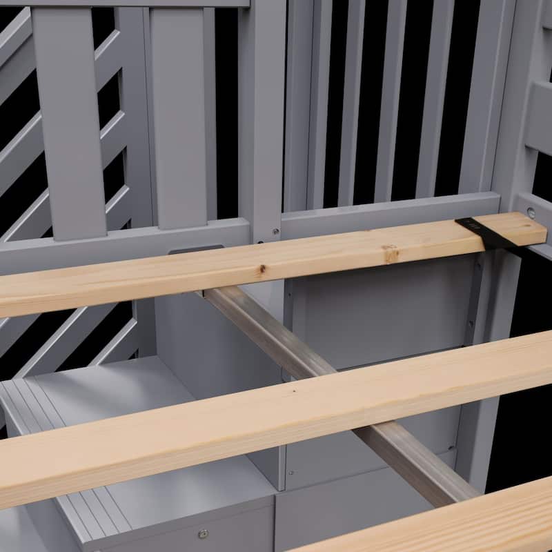 Max and Lily Twin over Twin Low Bunk Bed with Staircase
