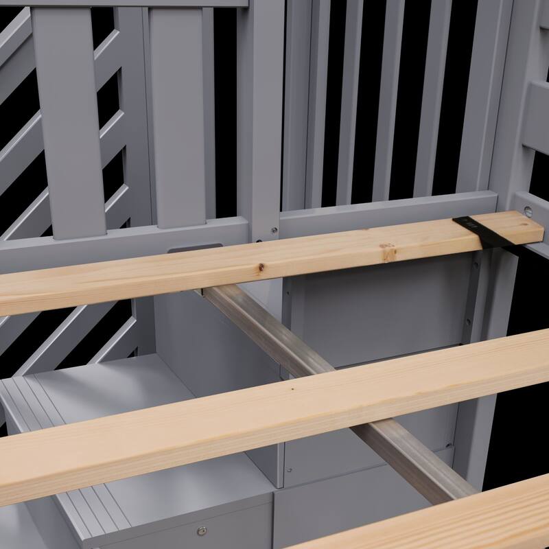 Max and Lily Twin over Twin Low Bunk Bed with Staircase
