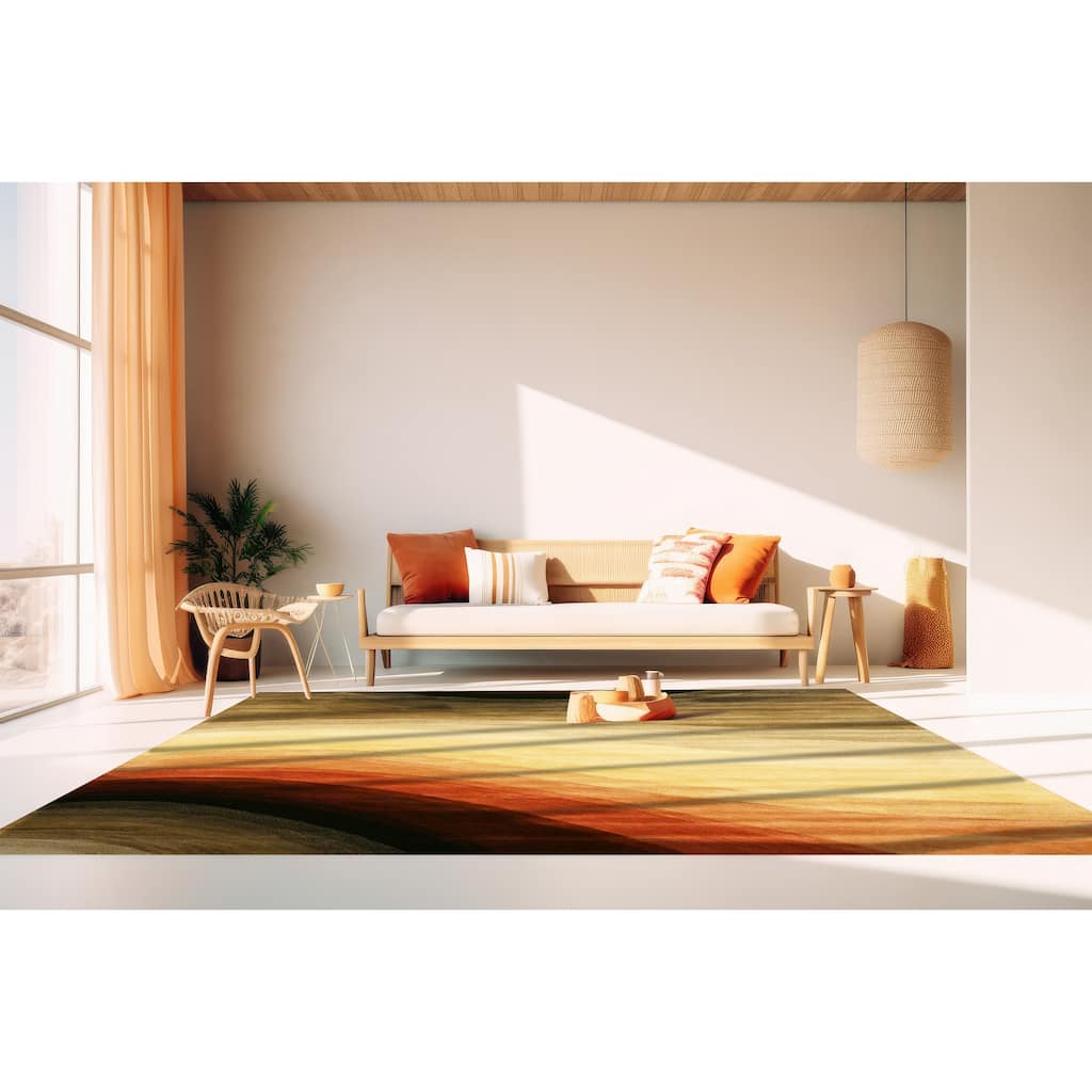 Home Decor Multicolored Hand-Tufted Wool Desert Land Rug by EORC Vibrant and Stylish Area Rug for Adding a Touch of Color