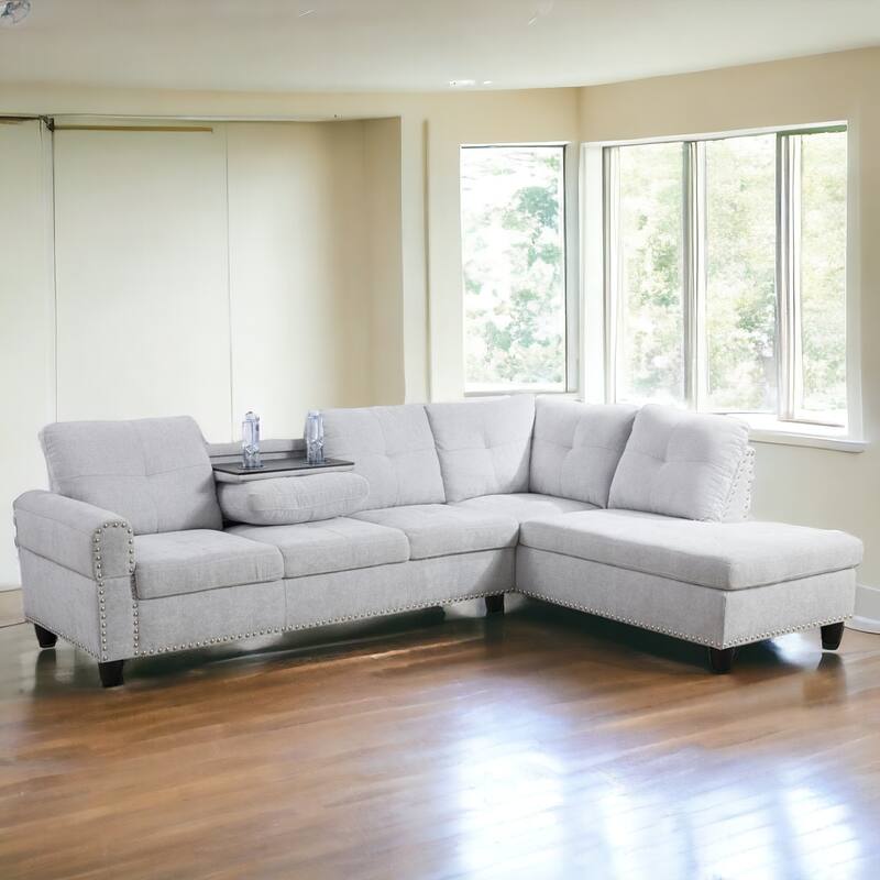KISRAIS 97.5" Wide 2-Piece Upholstered Sectional Sofa Set for Small Space