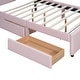 preview thumbnail 30 of 30, Full Size Upholstered Platform Bed with Cartoon Ears Shaped Headboard and 2 Drawers