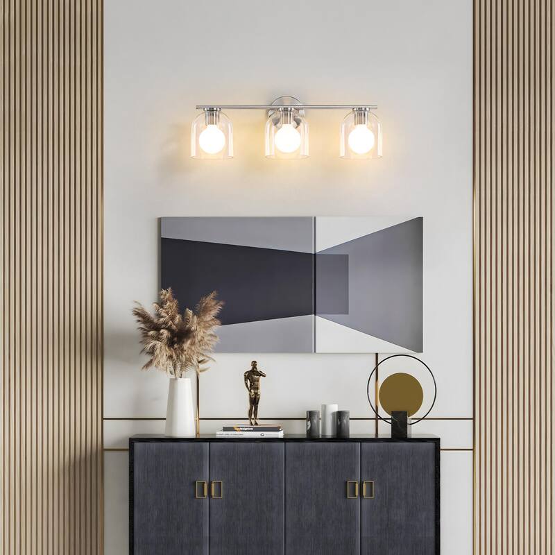 2/3/4-Light Dimmable Bathroom Vanity Light with Glass Shade - Matte Black