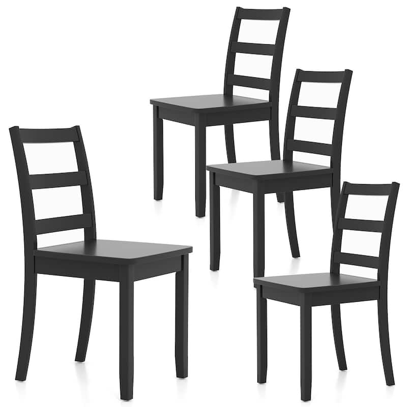 Gymax Set of 4 Dining Chairs Ladder Back Armless Side Chair w/ Solid - Black - Set of 2