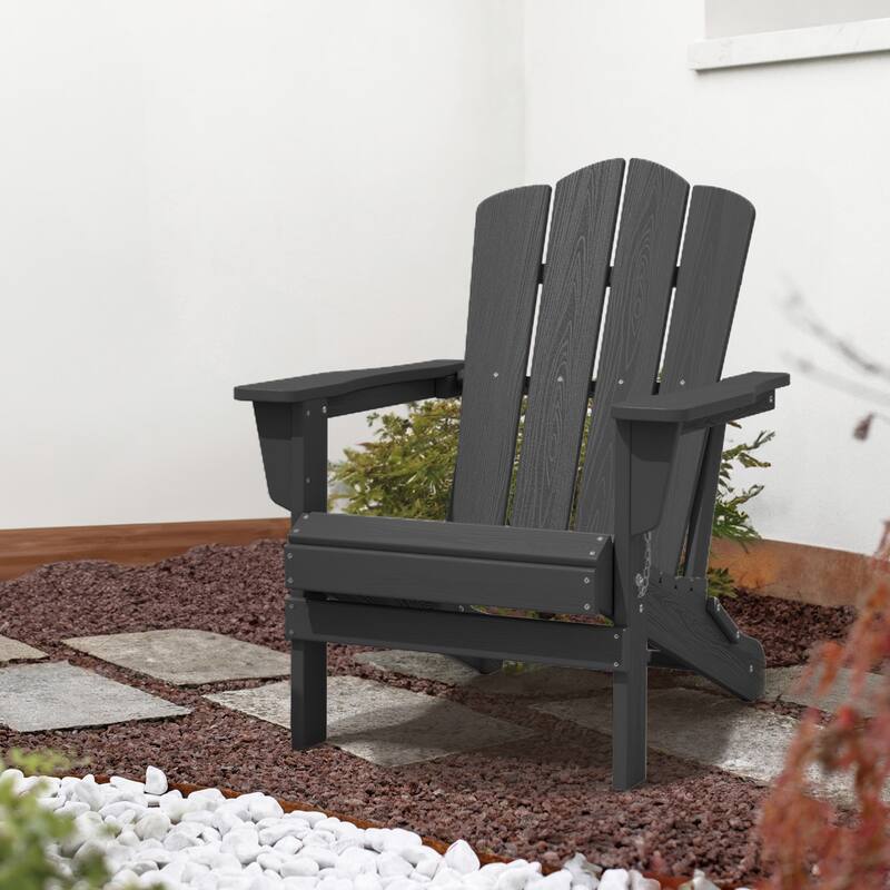 Plastic Folding Outdoor Patio Adirondack Chair With Slat Seat