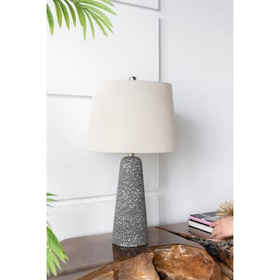 14x14x26" Modern Table Lamp with a beige drum shade for sofa sides and nightstands