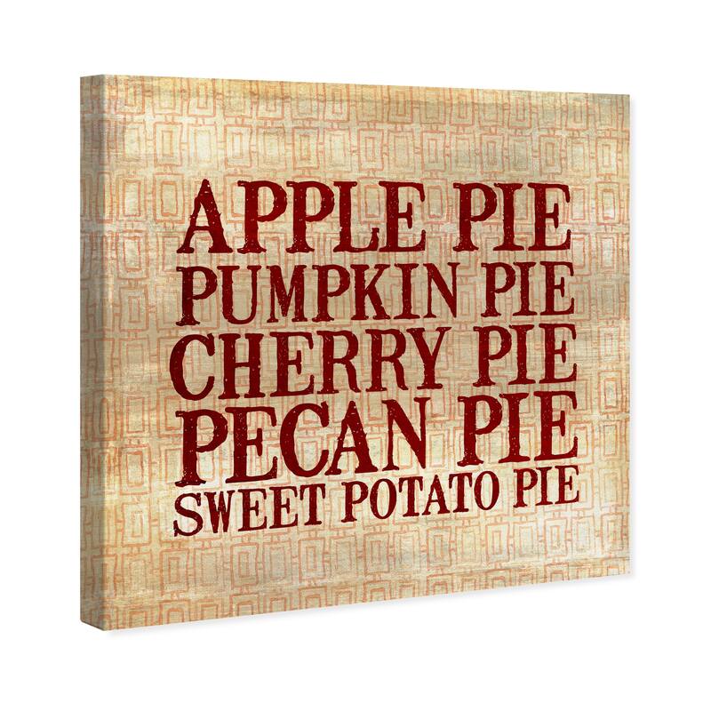 Wynwood Studio 'Thanksgiving Pies' Holiday and Seasonal Wall Art Canvas Print Holidays - Red, Brown