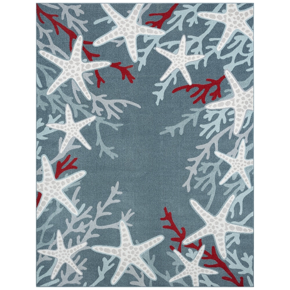 Home Dynamix Marine Coral Coastal Starfish Indoor/Outdoor Area Rug