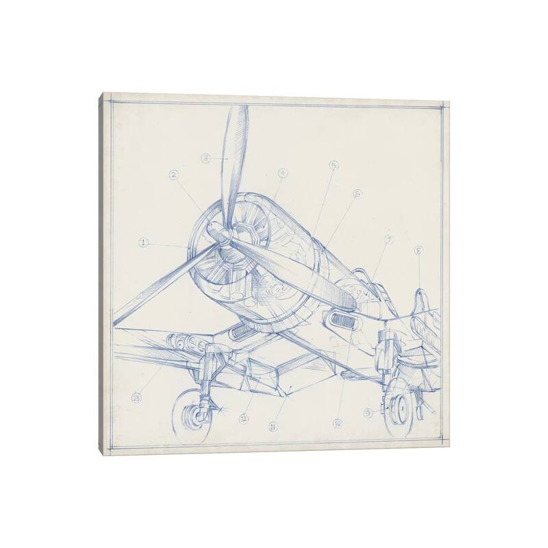iCanvas "Airplane Mechanical Sketch II" by Ethan Harper Canvas Print