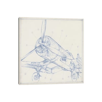 iCanvas "Airplane Mechanical Sketch II" by Ethan Harper Canvas Print