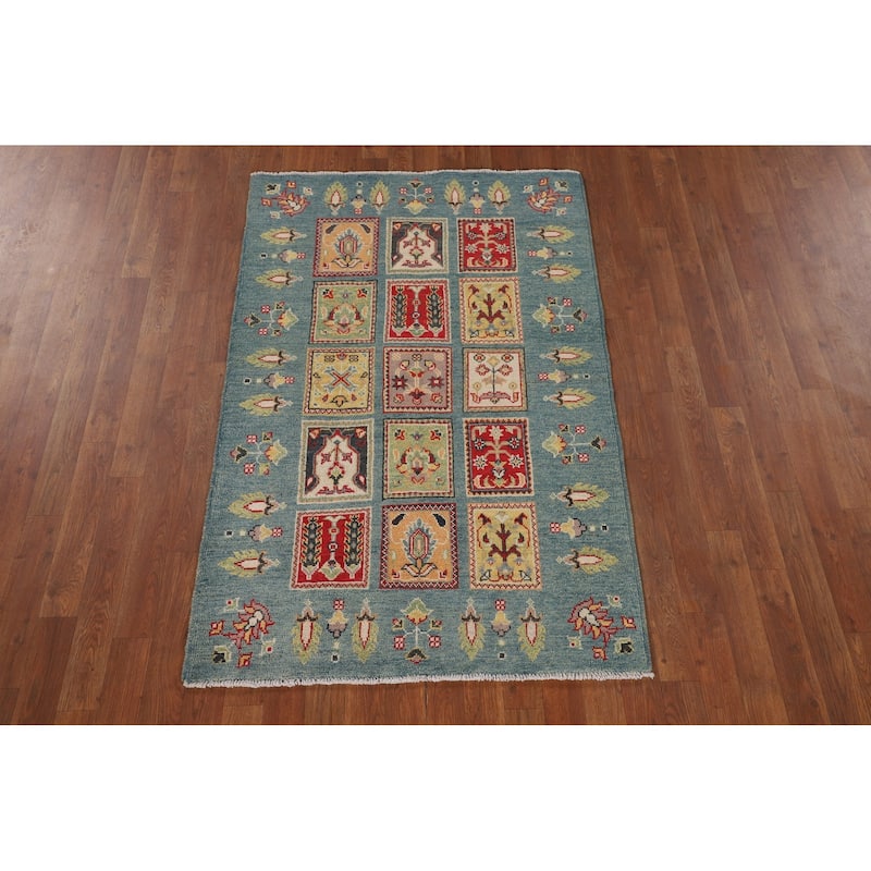 Garden Design Blue Kazak Accent Rug Handmade Wool Carpet - 3'4" x 5'3"