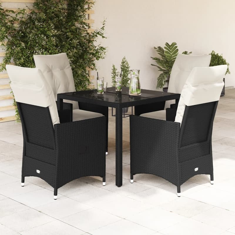 vidaXL Garden Dining Set Black, Cream White - 23.2 x 22.0 x 36.2 - Black with foot up