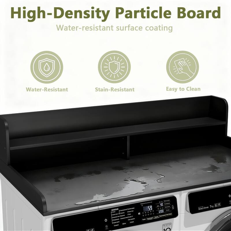 BOSSIN Laundry Pedestal Utility Table with 2-Tier Shelf, Storage Organizer for Washer and Dryer