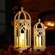 preview thumbnail 7 of 52, Glitzhome Set of 2 Wooden Church Style Decorative Lanterns Candle Holders for Wedding Mantle Entryway