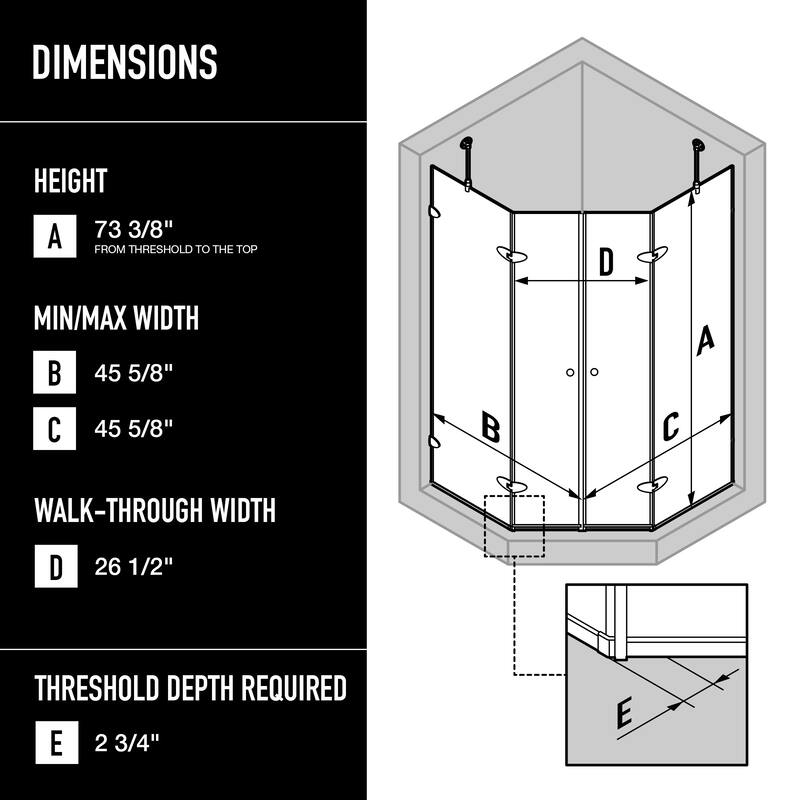 VIGO Gemini Frameless Hinged Neo-Angle Shower Enclosure and Base
