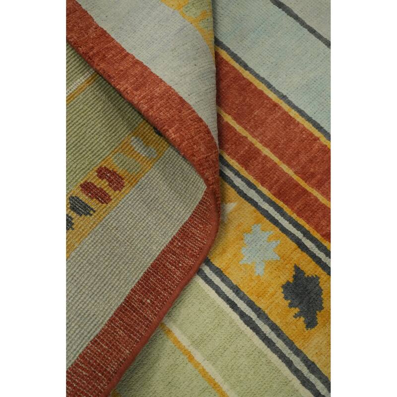 Geometric Gabbeh Vegetable Dye Turkish Area Rug Handmade Wool Carpet - 8' 10'' X 5' 11''