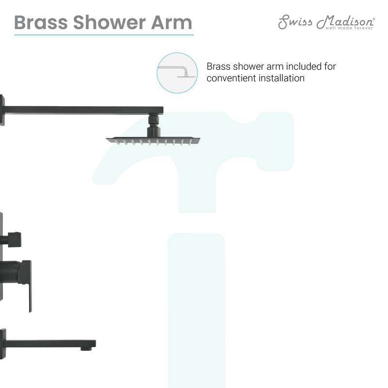 Concorde Single-Handle 1-Spray Tub And Shower Faucet In Matte Black (Valve Included) - 17.5" x 11.88" x 5.88"