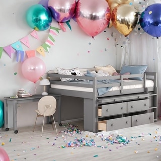 Kid-Friendly Design Full Size Loft Bed with Desk and Drawers