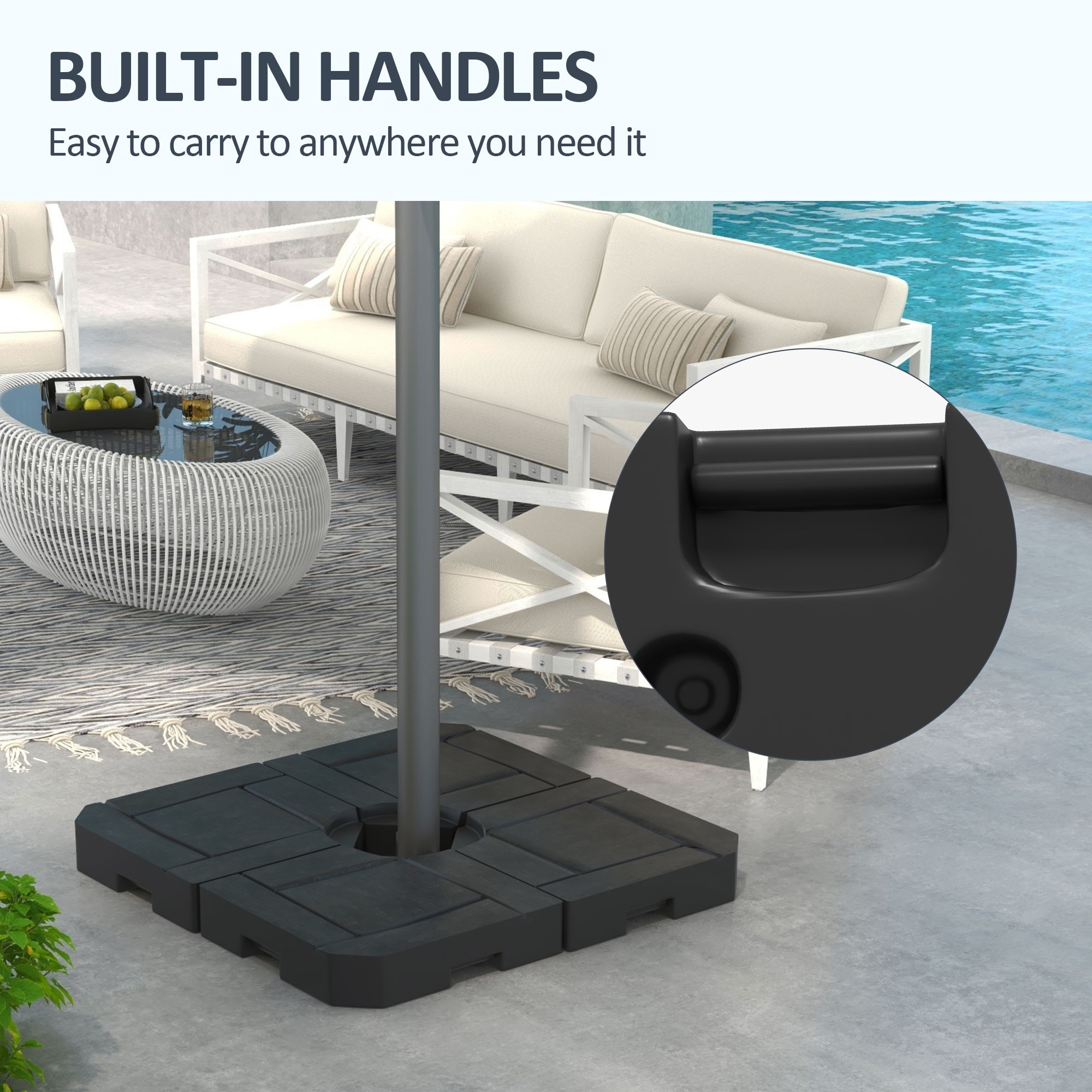 4 pcs 238lb patio cantilever offset umbrella base weight stand Giantex 4-Piece Fillable Base, 178 lbs Heavy Duty Umbrella with Easy-Fill Water & Sand Spouts, HDPE Plates for Garden, Deck & Poolside : Patio Plastic. Best Choice Products 4-Piece Cantilever