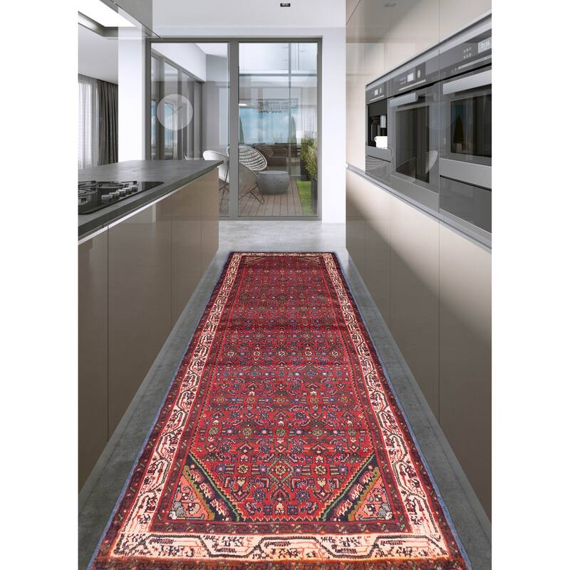 ECARPETGALLERY Hand-knotted Andelz Red Wool Rug - 3'7 x 9'9