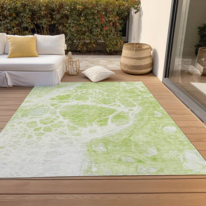 Machine Washable Indoor/ Outdoor Chantille Abstract Contemporary Rug