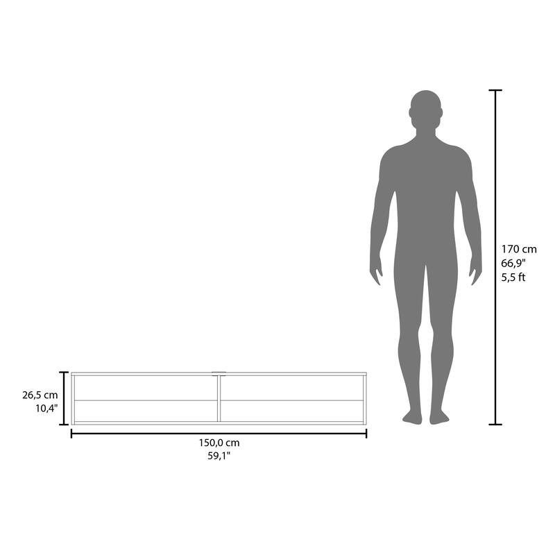 Modern 59" Wall-Mounted TV Stand, Floating Design with Open Storage & Cable Management for TVs Up to 65''