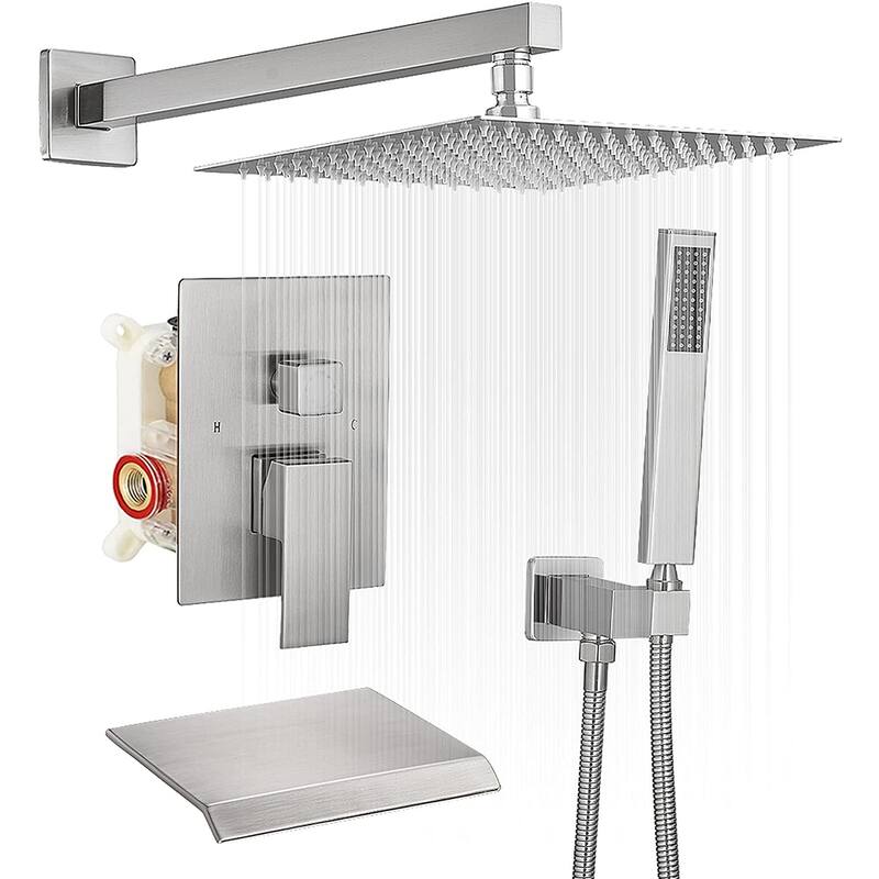 WIZ 3-Spray Patterns With 2.5 GPM 12 in. Showerhead Shower System - Brushed Nickel