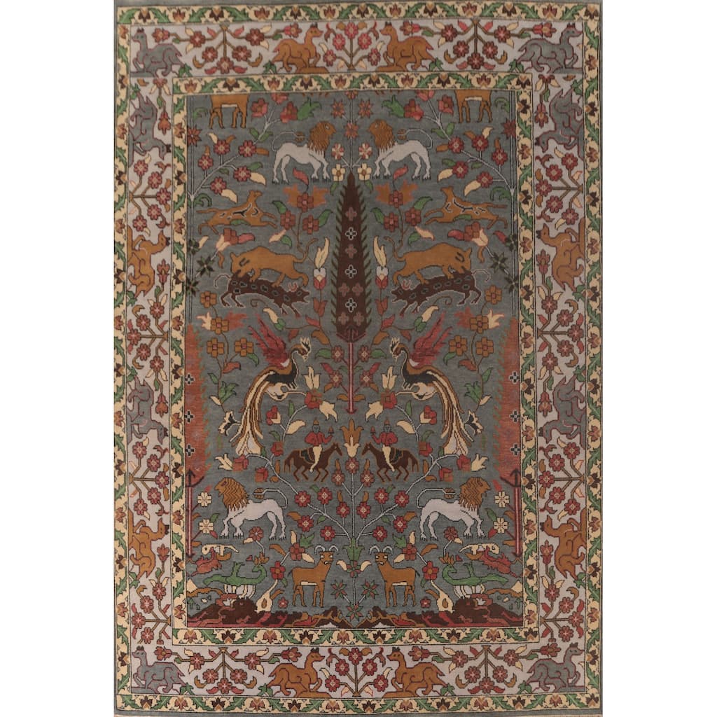 Animal Pictorial Ziegler Area Rug Hand-Knotted Oriental Wool Carpet - 10'0"x 13'9"