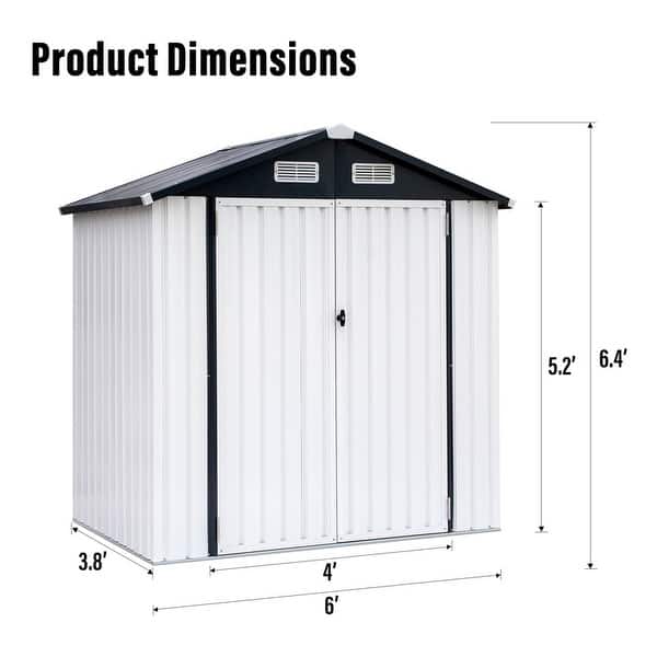 6x4 ft Metal Sheds & Outdoor Storage Tool Shed with Lockable Door - Bed ...
