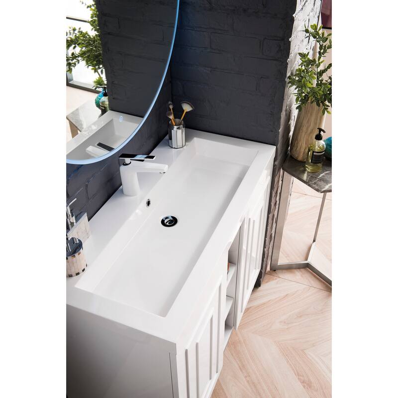 James Martin Vanities Alicante 39.5" Single Vanity Cabinet, Glossy White w/ White Glossy Composite Stone Top
