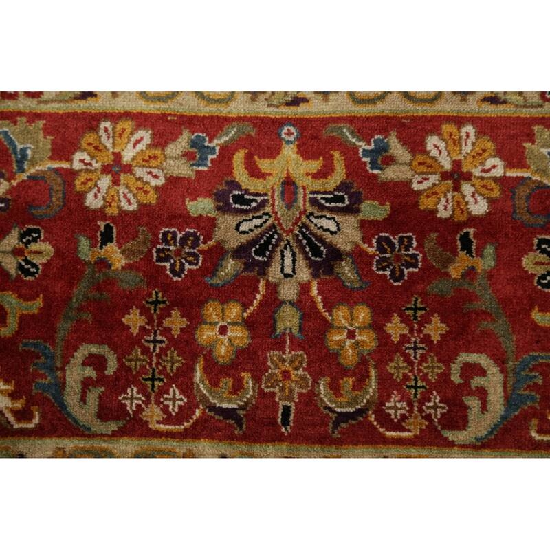 Vegetable Dye Floral Kashan Wool Area Rug Hand-knotted Oriental Carpet - 7'10" x 9'10"