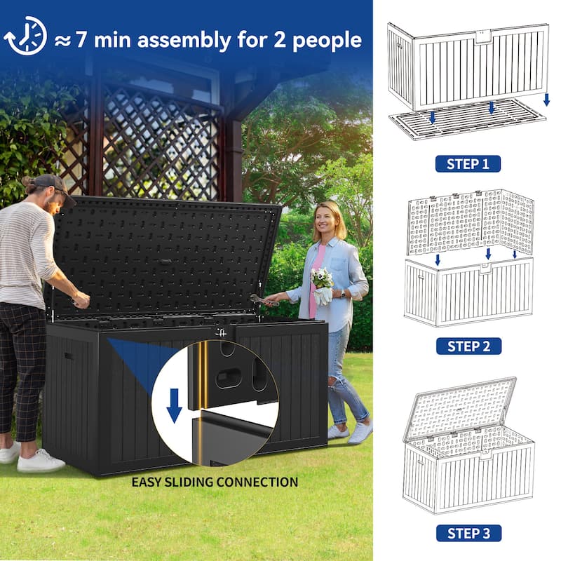 120 Gallons Large Resin Water Resistant Lockable Deck Box
