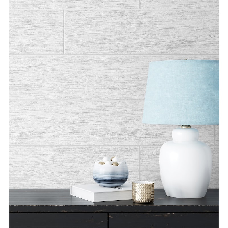 Seabrook Designs Off-White Faux Shiplap Paintable Unpasted Wallpaper - 20.9 in. W x 33 ft. L