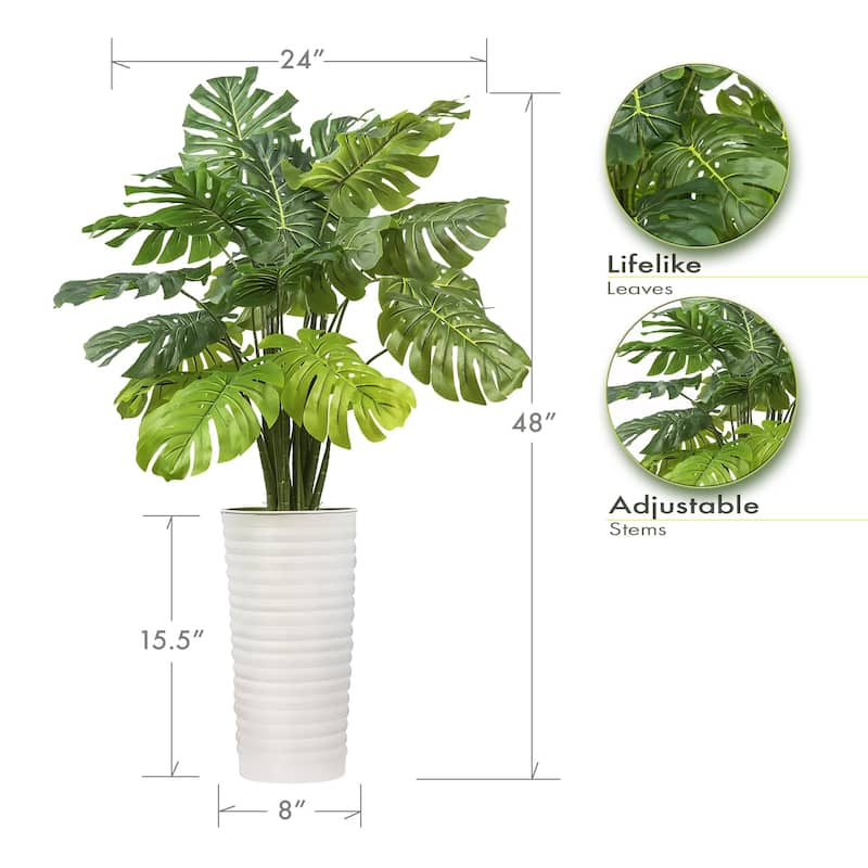 Artificial Variegated Monstera Plant 4FT Faux Indoor Floor Plant in