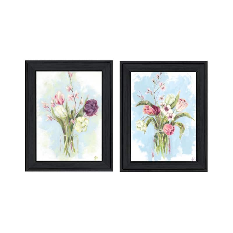 Trendy Decor 4U "Flowers from the Farm" Printed Framed Wall Art by Jennifer Holden - Charcoal - 15 x 19