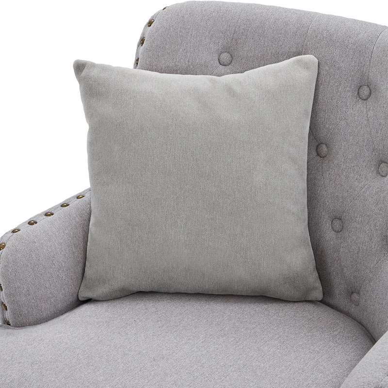 Club Chair Upholstered Button Tufted Accent Chair with Ottoman and Pillow