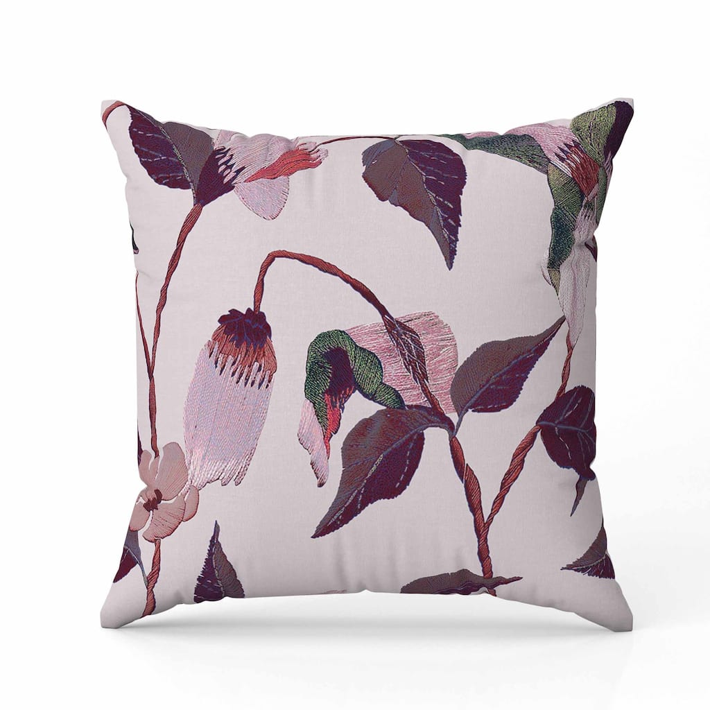 Nature's Embroidery Faux Suede Reversible Throw Pillow Pink and Purple