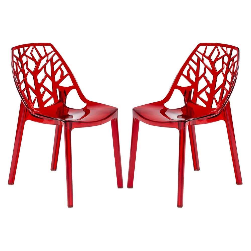 Stackable Dining Chair in Polypropylene (Set of 2) Modern Cut-out Design Backrest Accent Side Chair
