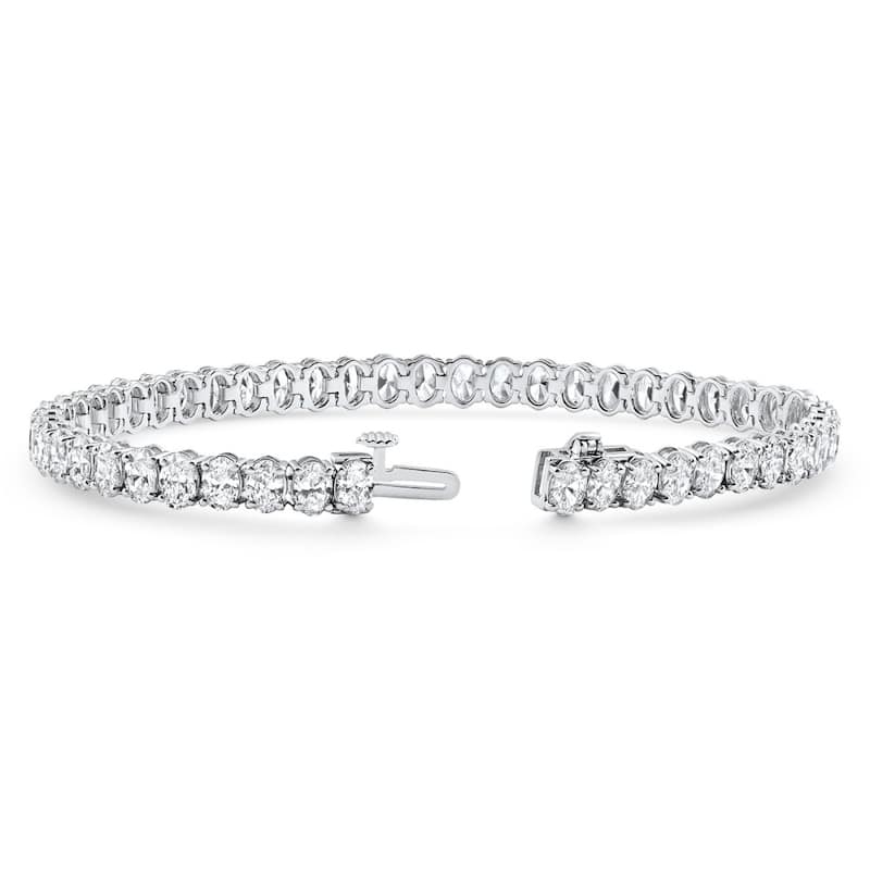 Bliss Diamond 10Ct Oval Cut Diamond Tennis Bracelet 7" White Gold Lab Grown