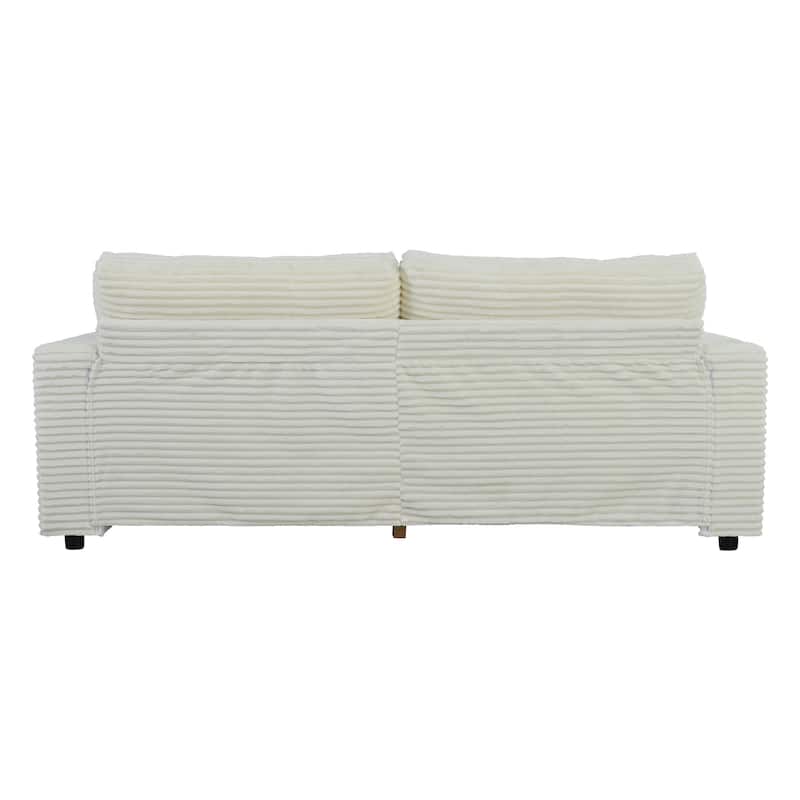 Roomfitters Oversized Loveseat Chaise Lounge Sectional Sofa Bed, Corduroy Sleeper with USB Ports, Cup Holders
