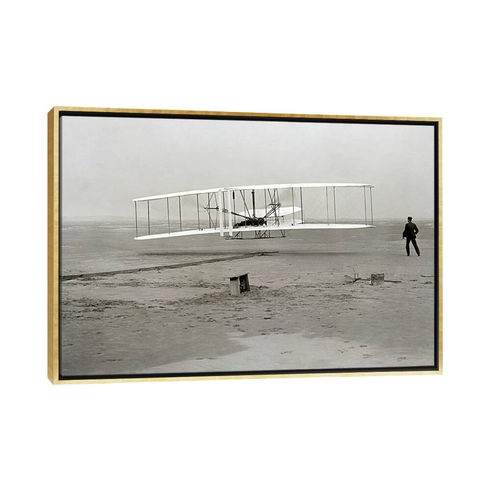 iCanvas "The Wright Brothers - First Flight" by Kitty Hawk Framed Canvas Print