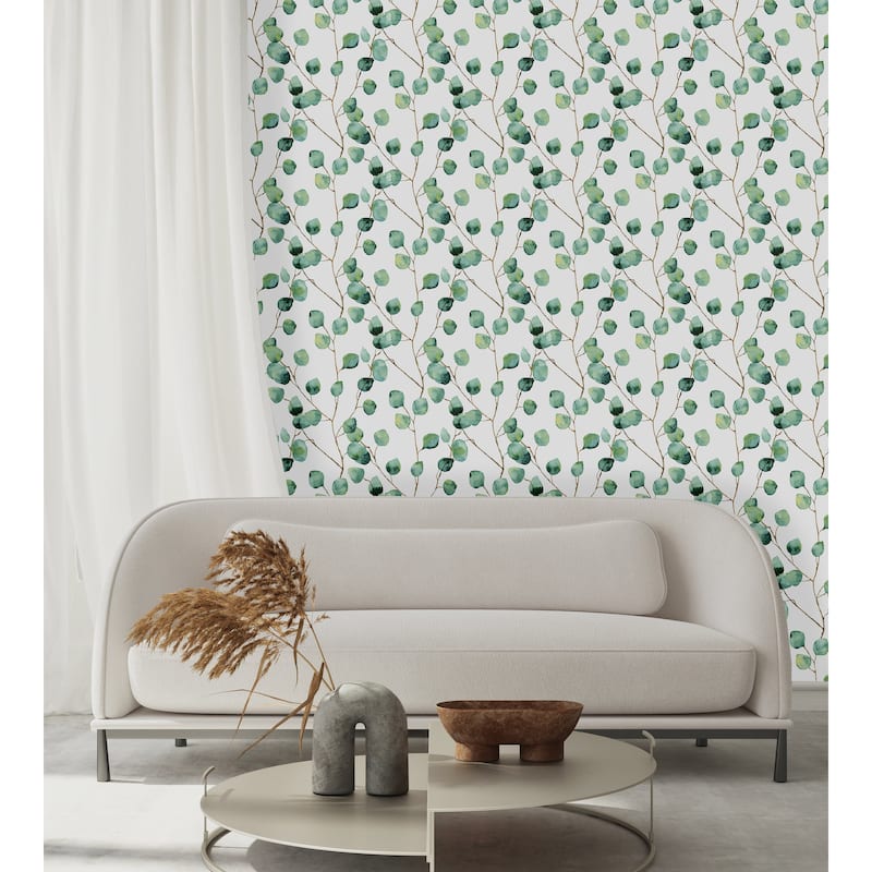 Verdant Eucalyptus Botanical, Timeless Blossom-Inspired Boho Interior Wallpaper - Double Roll