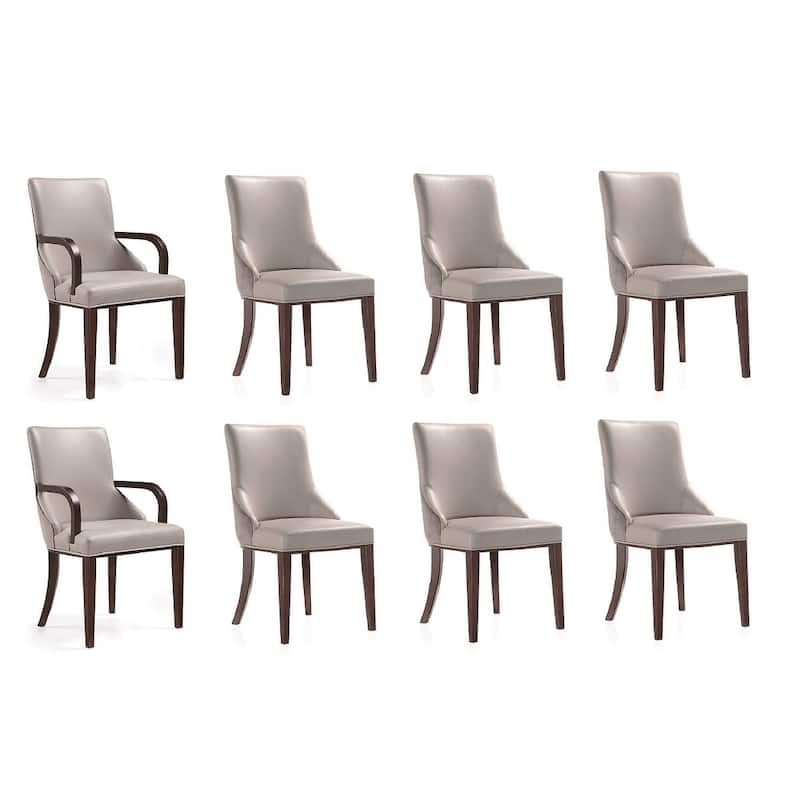 Manhattan Comfort Shubert Multi Piece Modern Faux Leather and Velvet Dining Chair Set - Set of 8 - Light Grey