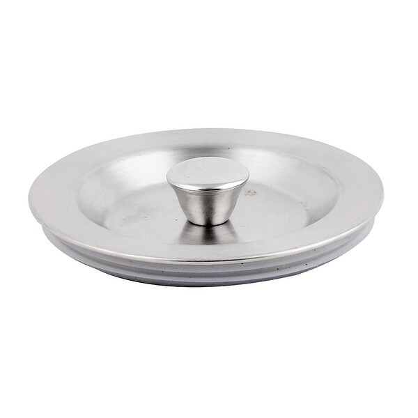 Unique BargainsKitchen Metal Round Water Drainer Tube Drain Stopper Filter Silver Tone 87mm Dia