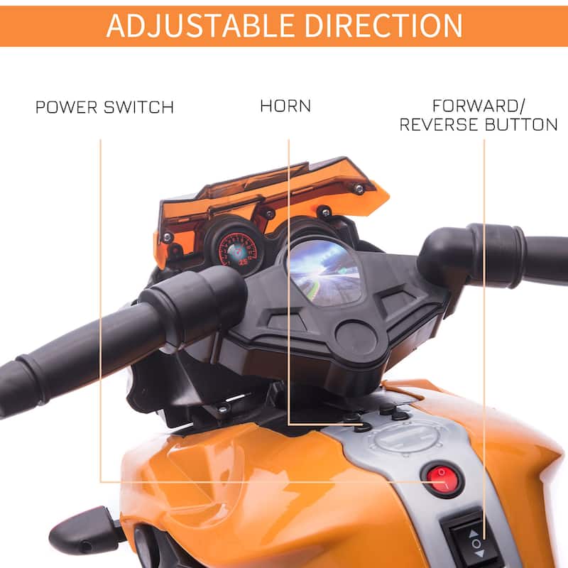 6V Electric Kids Motorcycle, Battery-Powered Off-Road Ride-On Dirt Bike with Pedal, Headlights & Training Wheels
