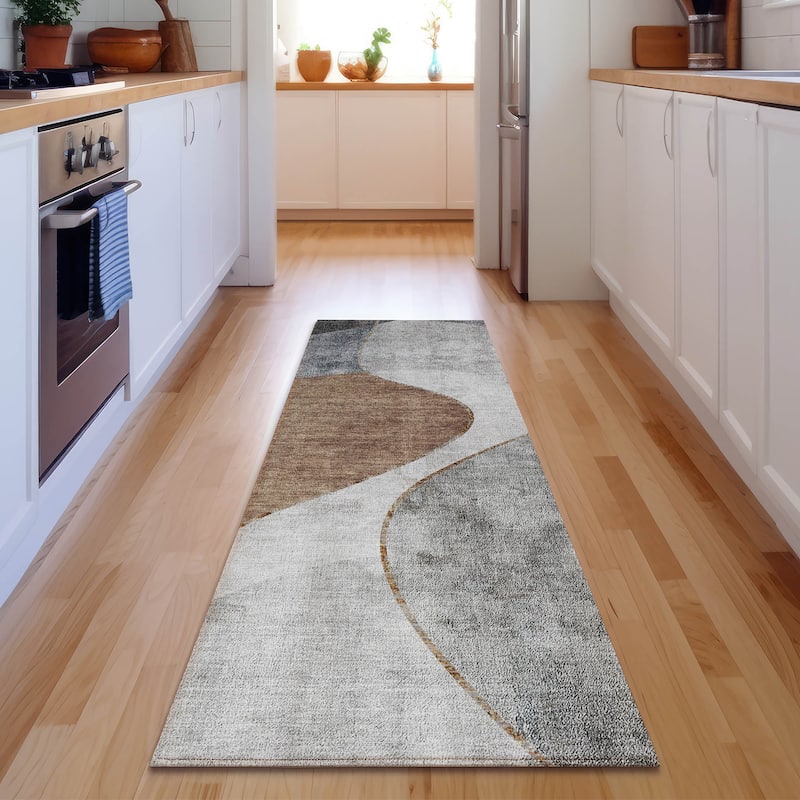 Premium Washable Super Soft Abstract Glam Mayfield Rug - Gray - 2' 3" x 7' 6" - Runner