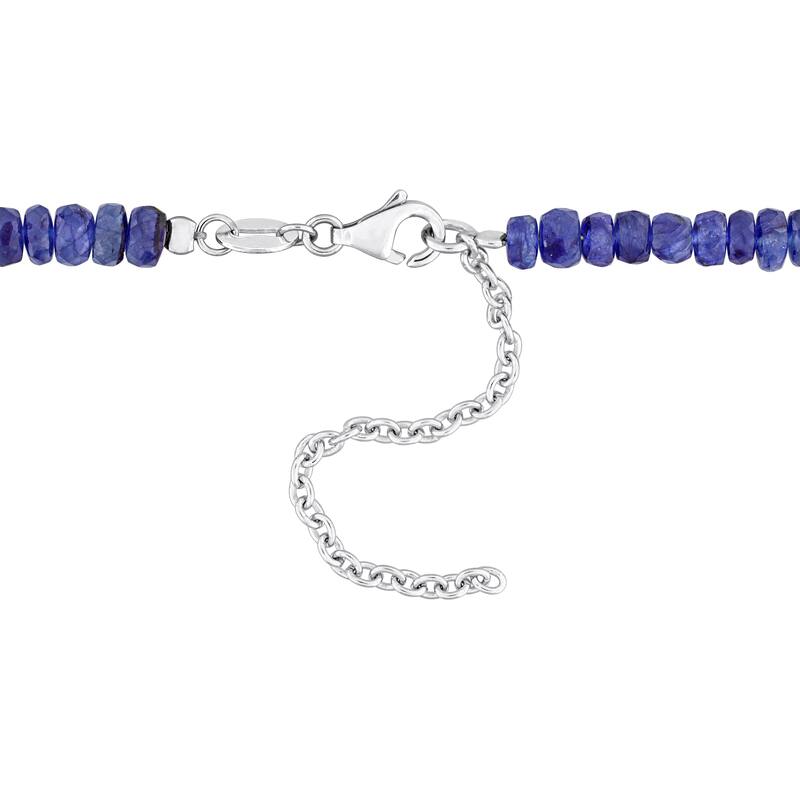 Miadora 37 1/2ct TGW Sapphire Beaded Necklace and Bracelet Set Sterling Silver