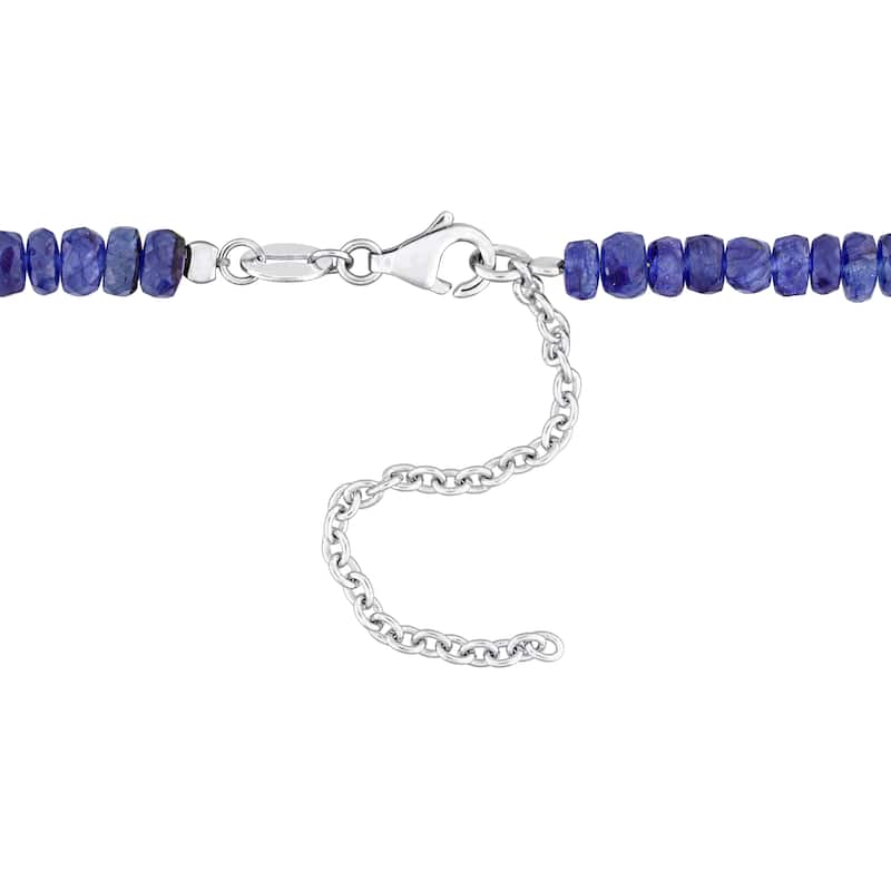Miadora 43 1/2ct TGW Sapphire Beaded Necklace and Bracelet Set Sterling Silver